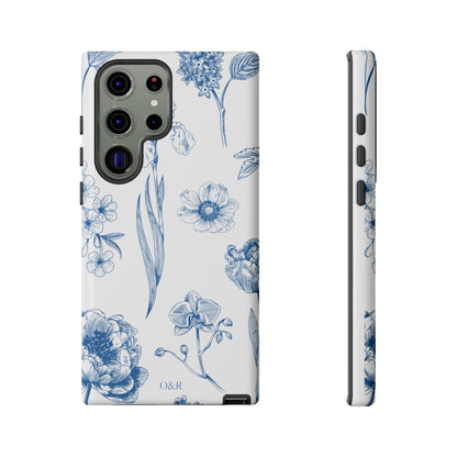 Botanical Blue Floral Phone Case - Elegant Flower Design Tough Cases for All Seasons, Birthday Gift, Stylish Phone Accessories, Nature Lover