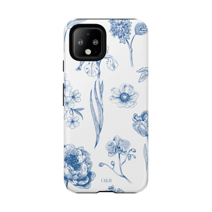 Botanical Blue Floral Phone Case - Elegant Flower Design Tough Cases for All Seasons, Birthday Gift, Stylish Phone Accessories, Nature Lover