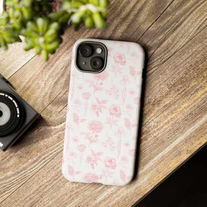 Pink Floral Phone Case - Elegant Protectors for iPhone, Girlfriend Gift, Mother's Day, Trendy Tech Accessories, Flower Pattern Cases