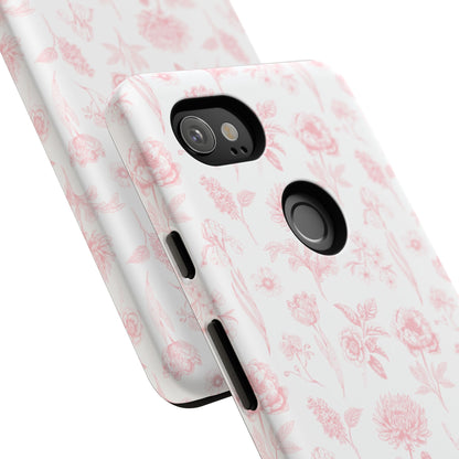 Pink Floral Phone Case - Elegant Protectors for iPhone, Girlfriend Gift, Mother's Day, Trendy Tech Accessories, Flower Pattern Cases