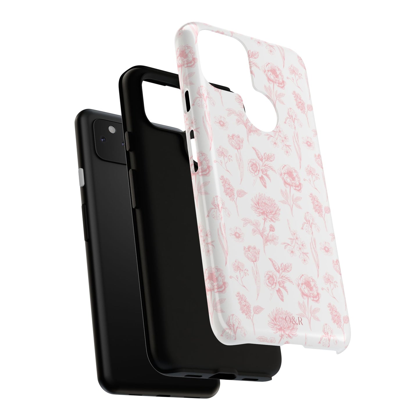 Pink Floral Phone Case - Elegant Protectors for iPhone, Girlfriend Gift, Mother's Day, Trendy Tech Accessories, Flower Pattern Cases