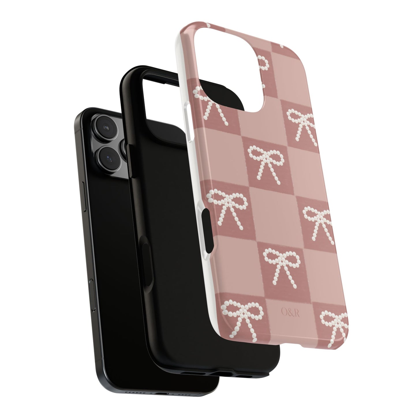 Pink Checkered Bow Tough Case, Phone Case,  Cellphone Cover, Protective Phone Shell, Cute Plaid Design