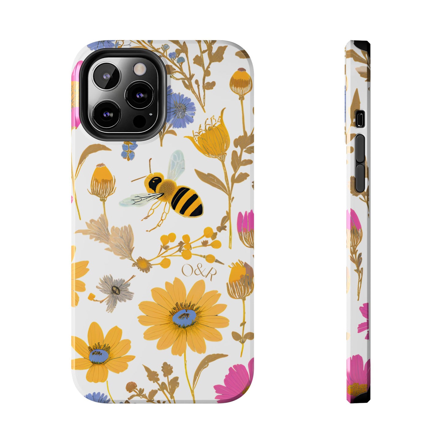 Wildflower Honey Bee Tough Phone Case - Floral Insect Protective Cover, Nature Lover Gift, iPhone Samsung Accessories, Hard