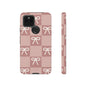 Pink Checkered Bow Tough Case, Phone Case,  Cellphone Cover, Protective Phone Shell, Cute Plaid Design