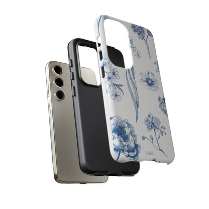 Botanical Blue Floral Phone Case - Elegant Flower Design Tough Cases for All Seasons, Birthday Gift, Stylish Phone Accessories, Nature Lover