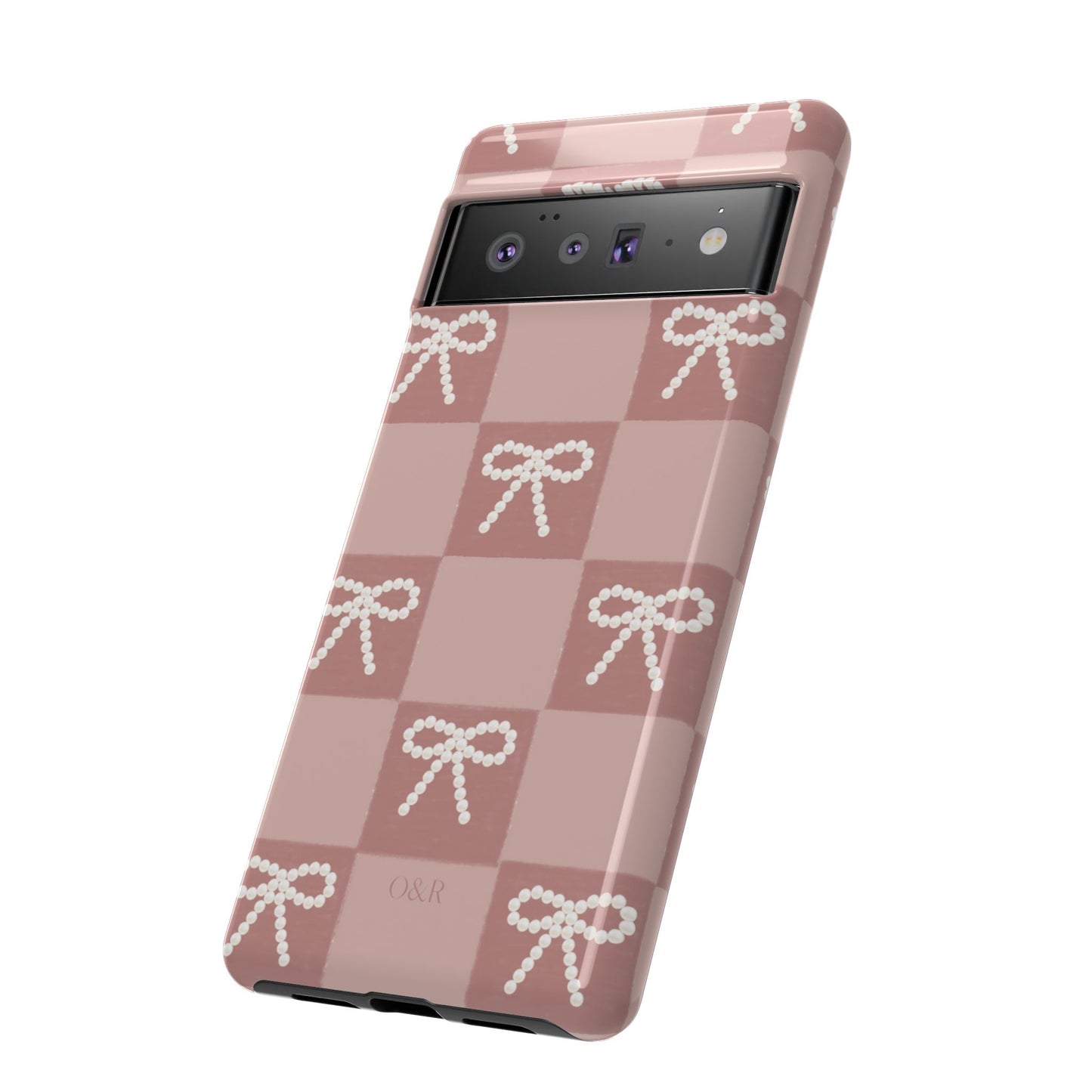 Pink Checkered Bow Tough Case, Phone Case,  Cellphone Cover, Protective Phone Shell, Cute Plaid Design