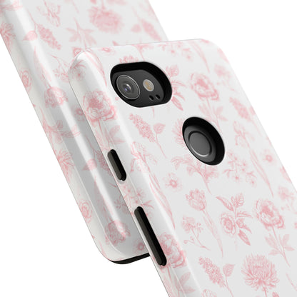 Pink Floral Phone Case - Elegant Protectors for iPhone, Girlfriend Gift, Mother's Day, Trendy Tech Accessories, Flower Pattern Cases