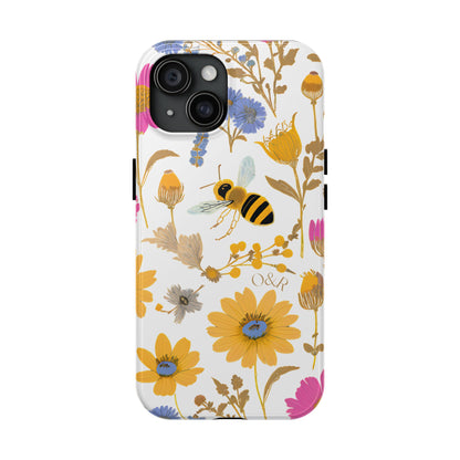 Wildflower Honey Bee Tough Phone Case - Floral Insect Protective Cover, Nature Lover Gift, iPhone Samsung Accessories, Hard