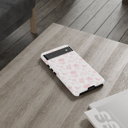 Pink Floral Phone Case - Elegant Protectors for iPhone, Girlfriend Gift, Mother's Day, Trendy Tech Accessories, Flower Pattern Cases