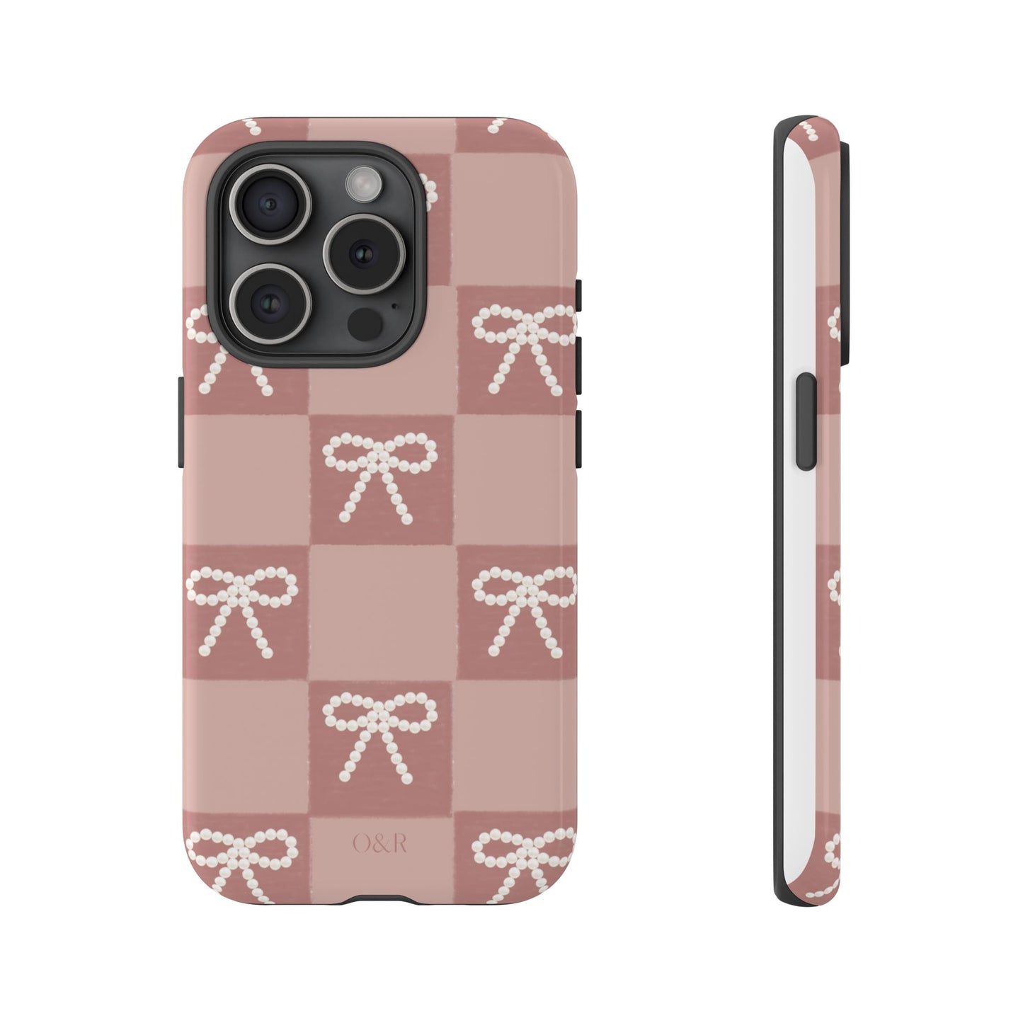 Pink Checkered Bow Tough Case, Phone Case,  Cellphone Cover, Protective Phone Shell, Cute Plaid Design