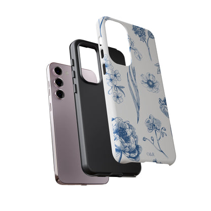 Botanical Blue Floral Phone Case - Elegant Flower Design Tough Cases for All Seasons, Birthday Gift, Stylish Phone Accessories, Nature Lover