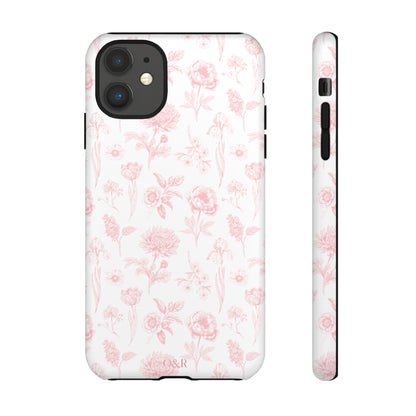 Pink Floral Phone Case - Elegant Protectors for iPhone, Girlfriend Gift, Mother's Day, Trendy Tech Accessories, Flower Pattern Cases