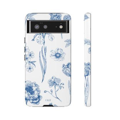 Botanical Blue Floral Phone Case - Elegant Flower Design Tough Cases for All Seasons, Birthday Gift, Stylish Phone Accessories, Nature Lover