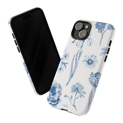 Botanical Blue Floral Phone Case - Elegant Flower Design Tough Cases for All Seasons, Birthday Gift, Stylish Phone Accessories, Nature Lover