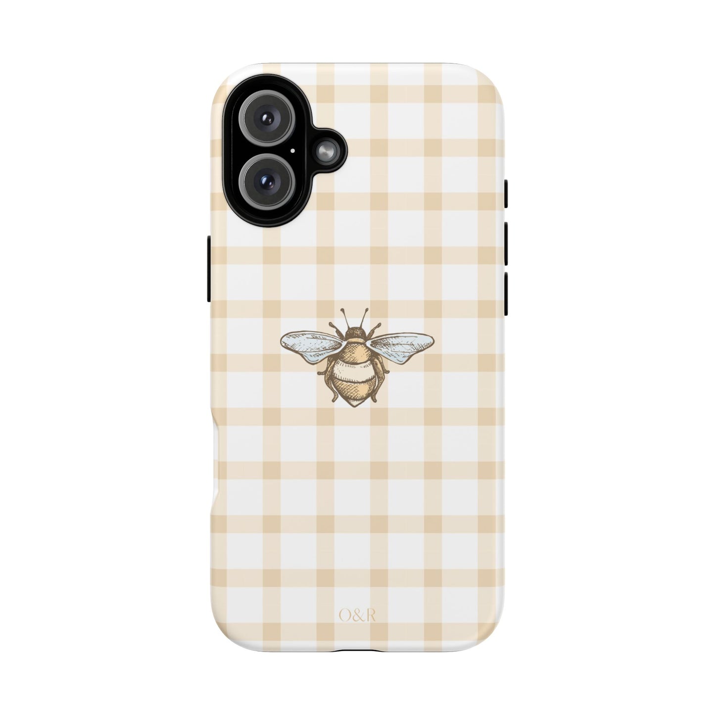 Bee-Inspired Gingham Tough Case - Stylish, Protective Phone Cover, Buzzing Bee Pattern, Unique Phone Accessory, Gift for Nature Lover