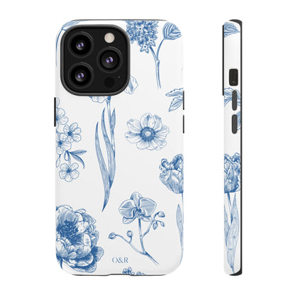 Botanical Blue Floral Phone Case - Elegant Flower Design Tough Cases for All Seasons, Birthday Gift, Stylish Phone Accessories, Nature Lover