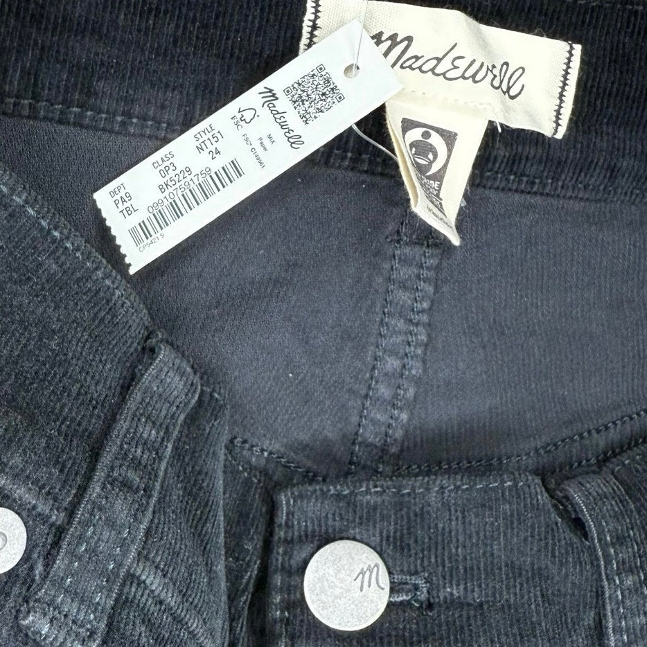 Madewell Super Wide Leg Corduroy Pant in True Black Size 24