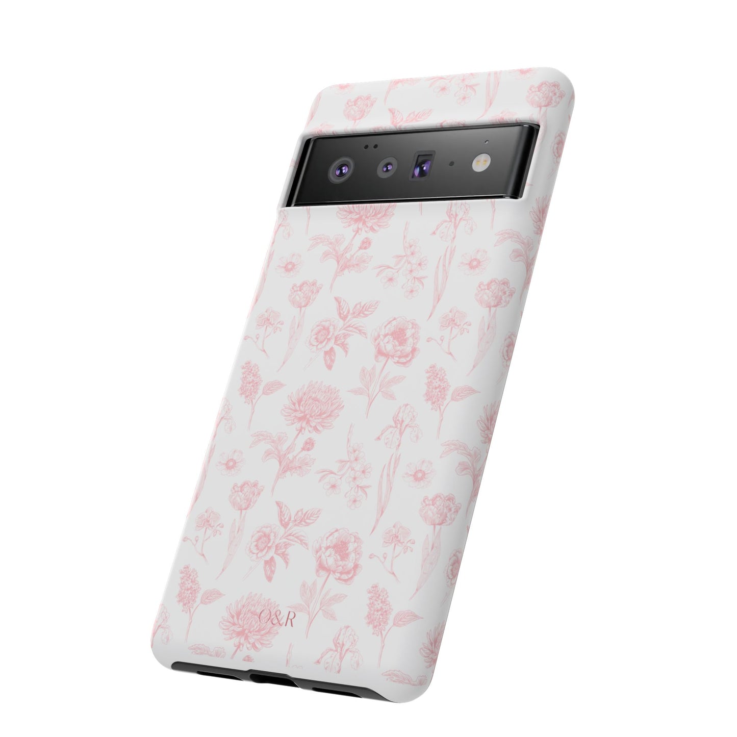 Pink Floral Phone Case - Elegant Protectors for iPhone, Girlfriend Gift, Mother's Day, Trendy Tech Accessories, Flower Pattern Cases