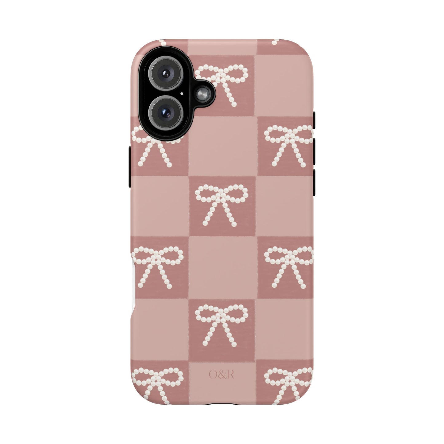 Pink Checkered Bow Tough Case, Phone Case,  Cellphone Cover, Protective Phone Shell, Cute Plaid Design