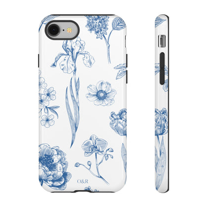 Botanical Blue Floral Phone Case - Elegant Flower Design Tough Cases for All Seasons, Birthday Gift, Stylish Phone Accessories, Nature Lover