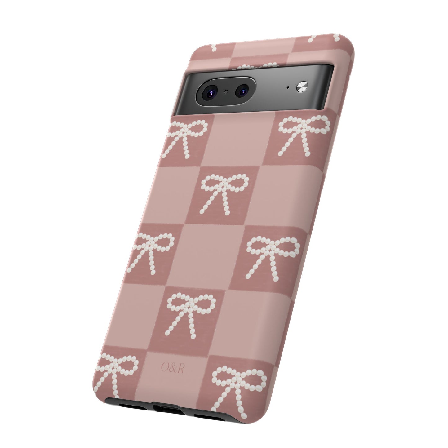 Pink Checkered Bow Tough Case, Phone Case,  Cellphone Cover, Protective Phone Shell, Cute Plaid Design