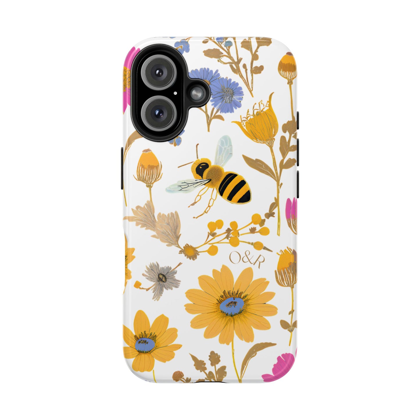 Wildflower Honey Bee Tough Phone Case - Floral Insect Protective Cover, Nature Lover Gift, iPhone Samsung Accessories, Hard