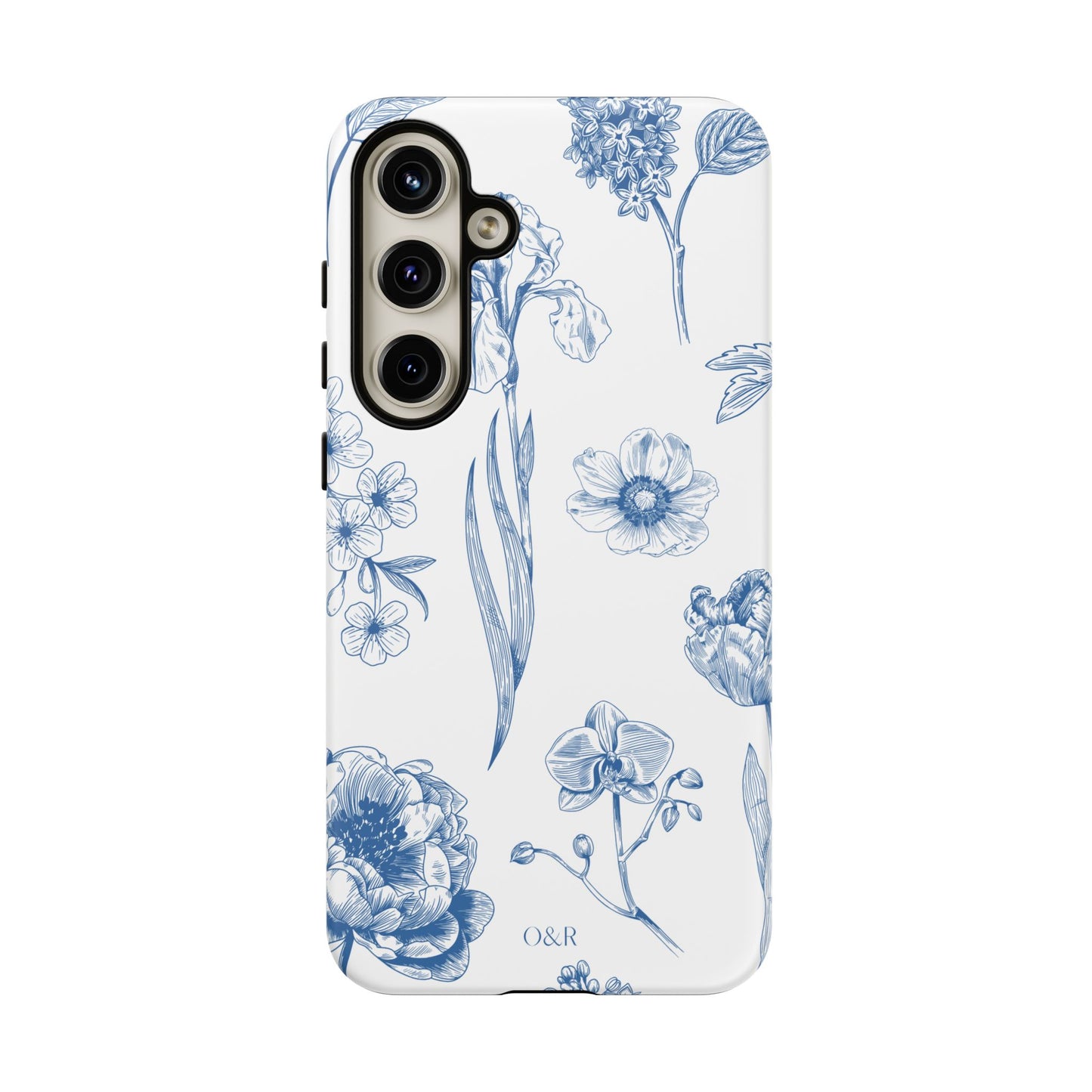 Botanical Blue Floral Phone Case - Elegant Flower Design Tough Cases for All Seasons, Birthday Gift, Stylish Phone Accessories, Nature Lover