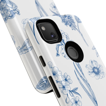 Botanical Blue Floral Phone Case - Elegant Flower Design Tough Cases for All Seasons, Birthday Gift, Stylish Phone Accessories, Nature Lover