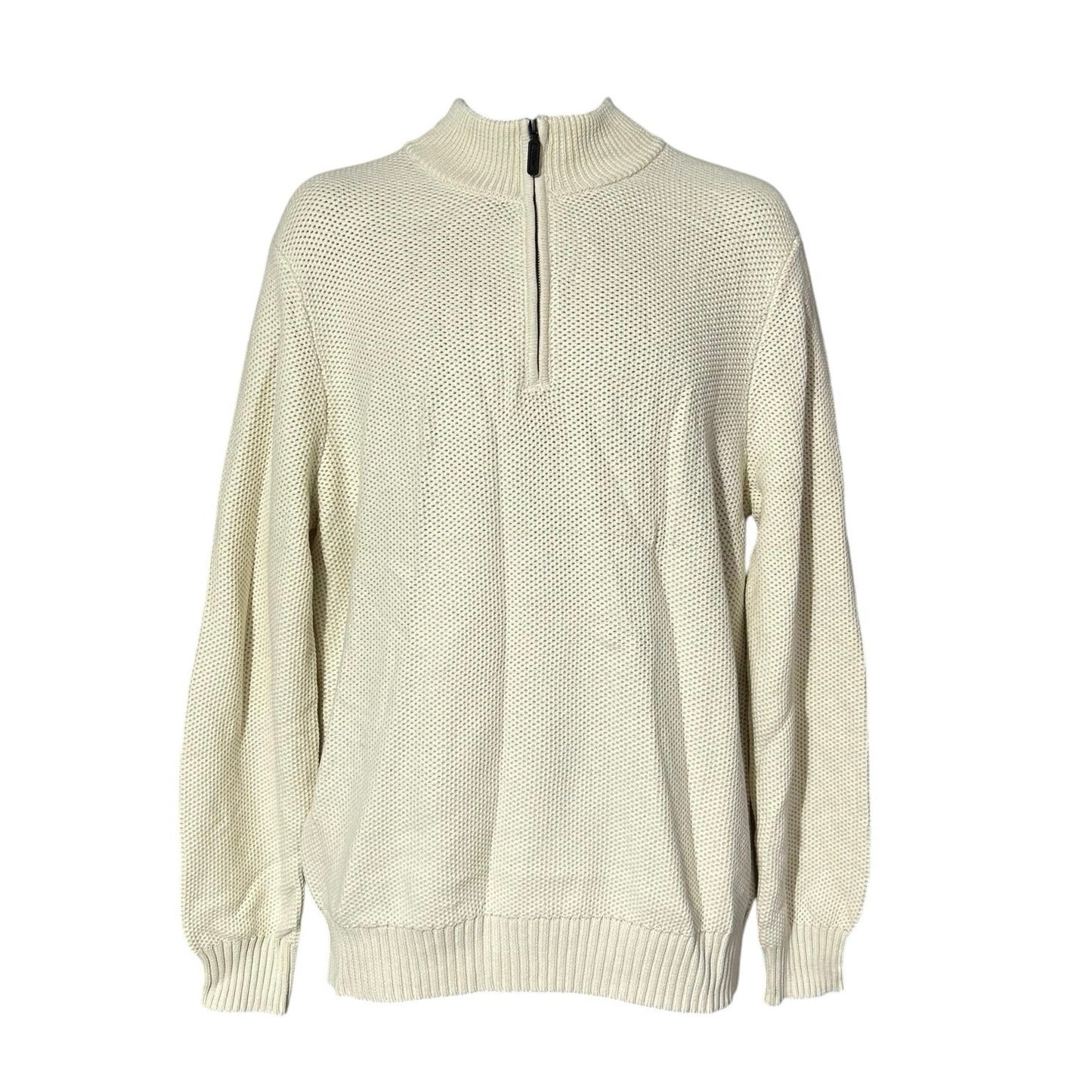 J.Crew Cotton Honeycomb Knit Half-Zip Sweater in Natural Size L