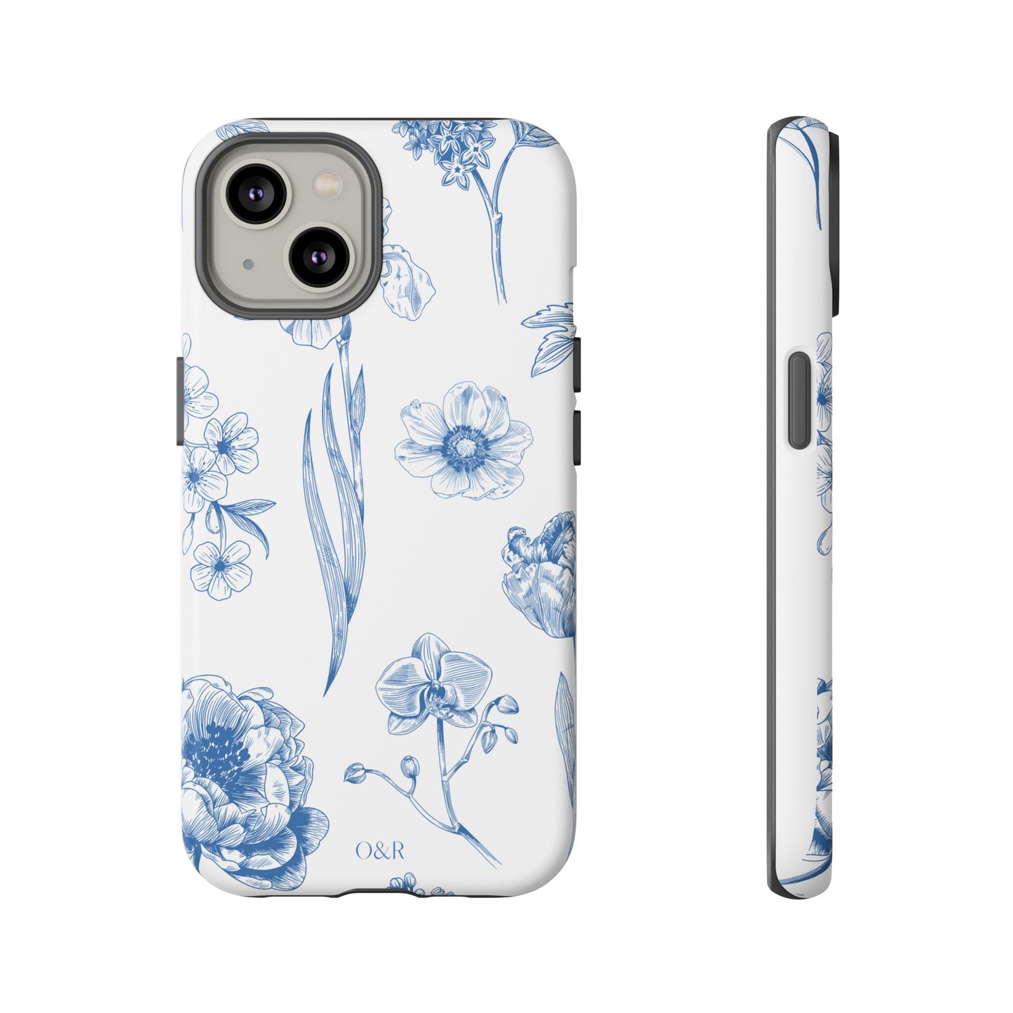 Botanical Blue Floral Phone Case - Elegant Flower Design Tough Cases for All Seasons, Birthday Gift, Stylish Phone Accessories, Nature Lover