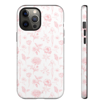 Pink Floral Phone Case - Elegant Protectors for iPhone, Girlfriend Gift, Mother's Day, Trendy Tech Accessories, Flower Pattern Cases