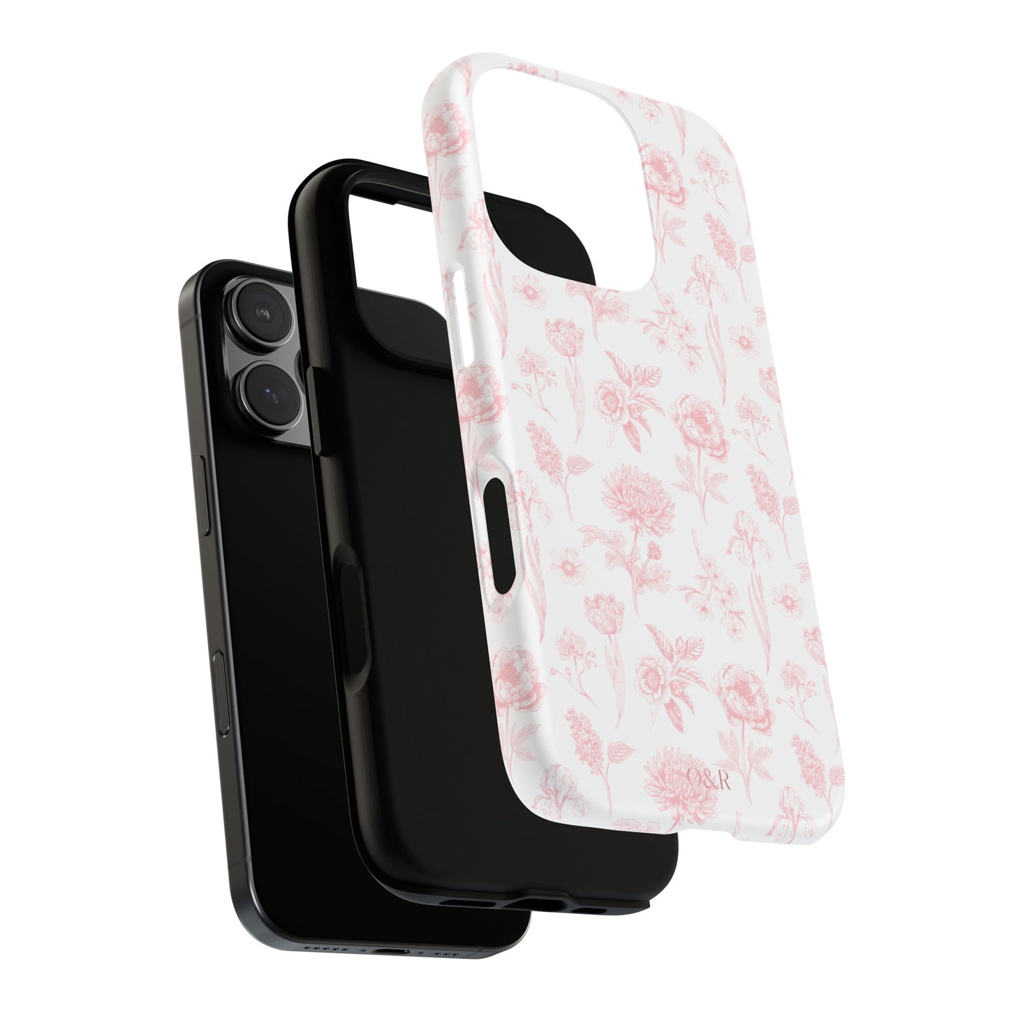 Pink Floral Phone Case - Elegant Protectors for iPhone, Girlfriend Gift, Mother's Day, Trendy Tech Accessories, Flower Pattern Cases