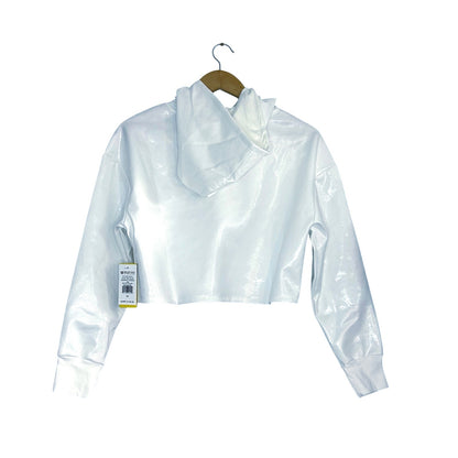 EleVen by Venus Williams Star Traveler Cropped Hoodie White Foiled Size XS