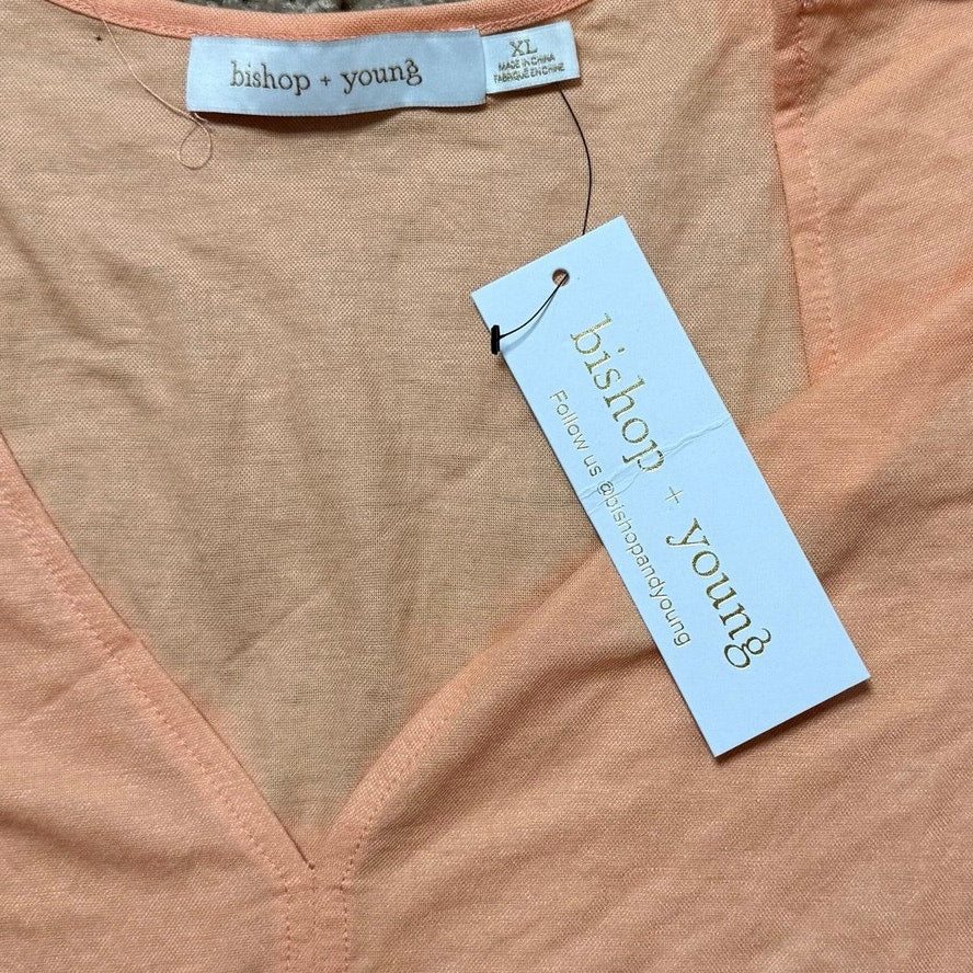 Bishop + Young Ruffled Sleeve Tee in Sunset Orange Size XL