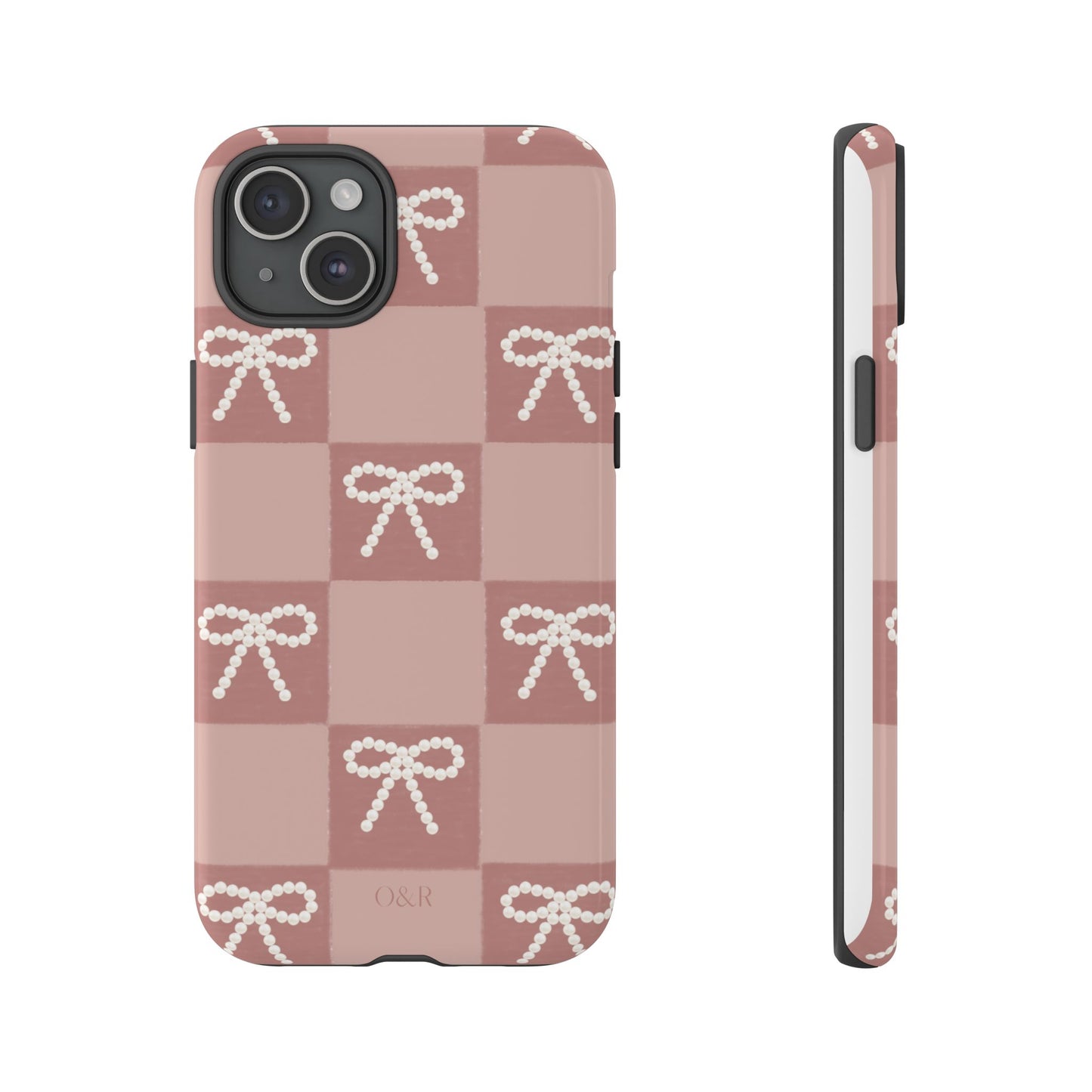 Pink Checkered Bow Tough Case, Phone Case,  Cellphone Cover, Protective Phone Shell, Cute Plaid Design