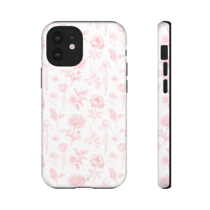 Pink Floral Phone Case - Elegant Protectors for iPhone, Girlfriend Gift, Mother's Day, Trendy Tech Accessories, Flower Pattern Cases