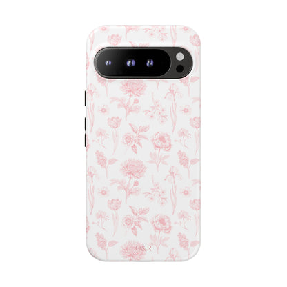 Pink Floral Phone Case - Elegant Protectors for iPhone, Girlfriend Gift, Mother's Day, Trendy Tech Accessories, Flower Pattern Cases