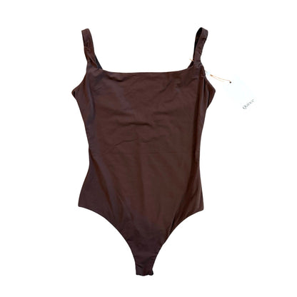 Quince Second Skin Square Neck Tank Bodysuit in Brown Size M