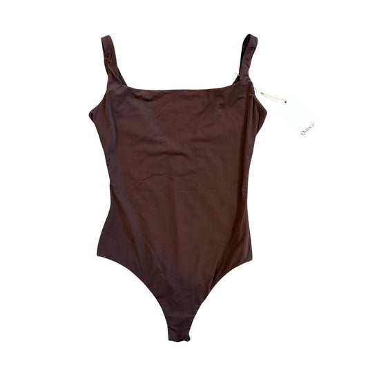 Quince Second Skin Square Neck Tank Bodysuit in Brown Size M