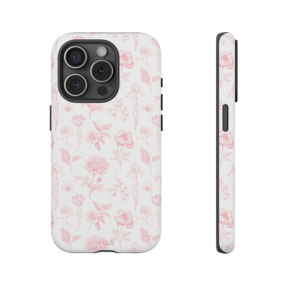 Pink Floral Phone Case - Elegant Protectors for iPhone, Girlfriend Gift, Mother's Day, Trendy Tech Accessories, Flower Pattern Cases