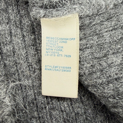 Rebecca Minkoff Pixi Square Neck Puff Sleeve Wool Blend Sweater Dark Grey Size S