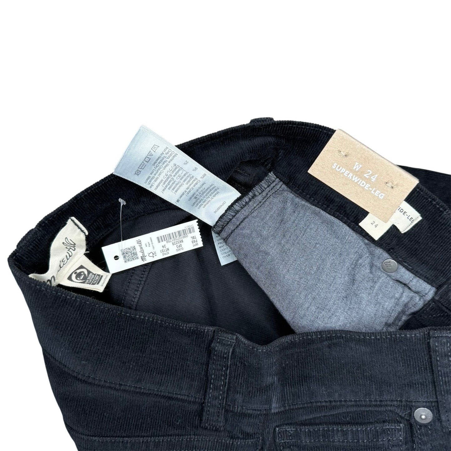 Madewell Super Wide Leg Corduroy Pant in True Black Size 24