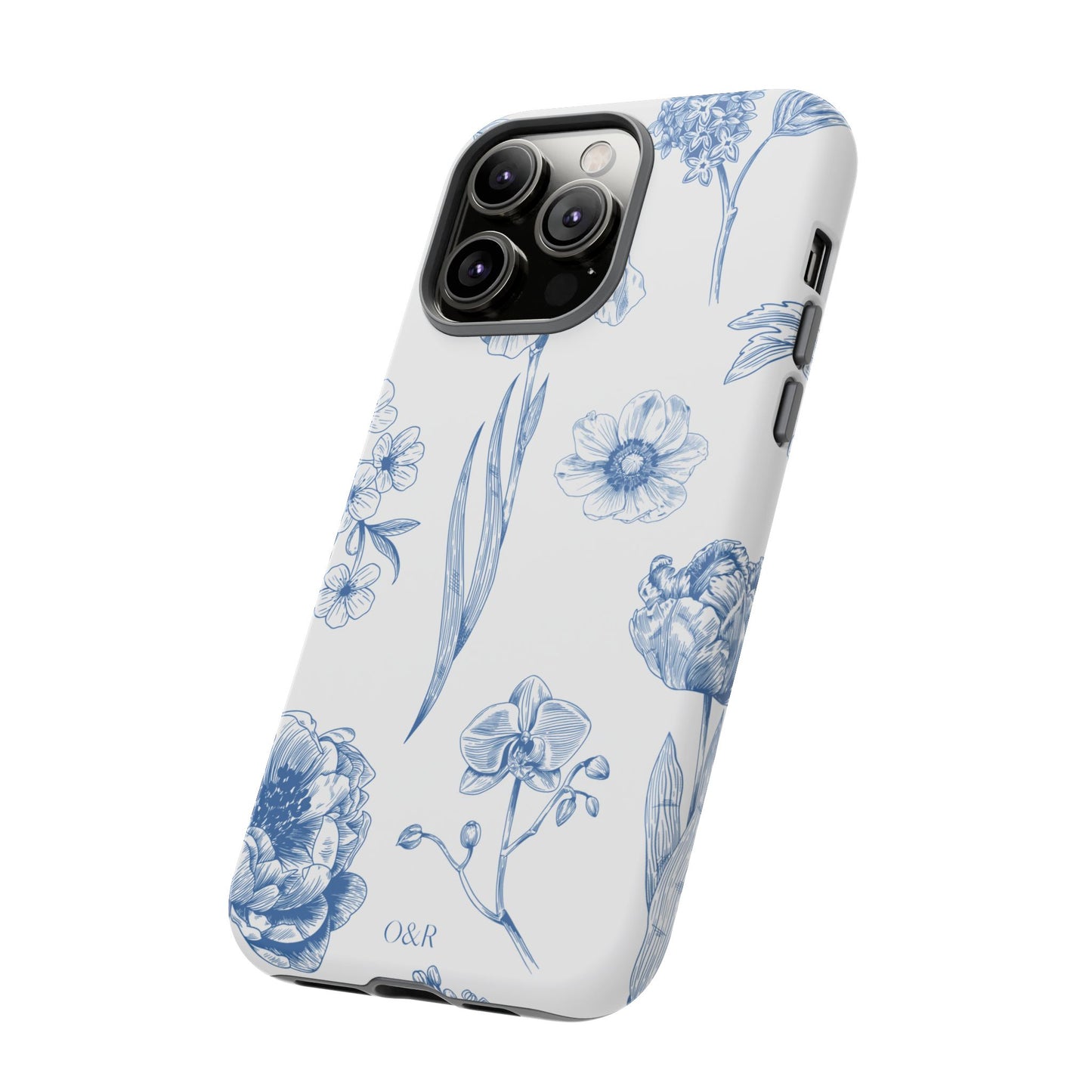 Botanical Blue Floral Phone Case - Elegant Flower Design Tough Cases for All Seasons, Birthday Gift, Stylish Phone Accessories, Nature Lover