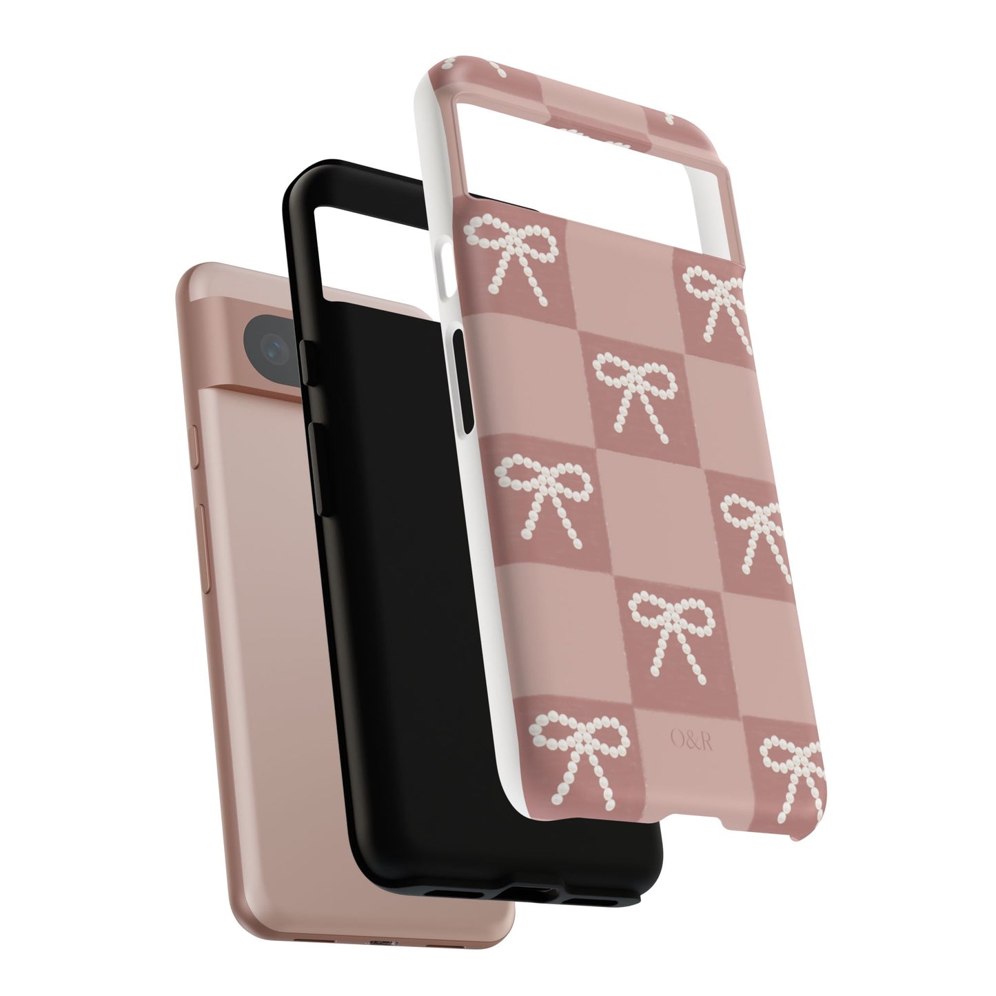 Pink Checkered Bow Tough Case, Phone Case,  Cellphone Cover, Protective Phone Shell, Cute Plaid Design