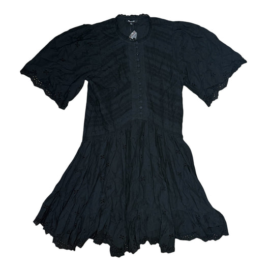 NWT Madewell Eyelet Flutter Sleeve Mini Dress in Cotton Jet Black Size 4