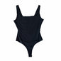 Quince Stretch Cotton Jersey Square Neck Tank Bodysuit in Black Size S