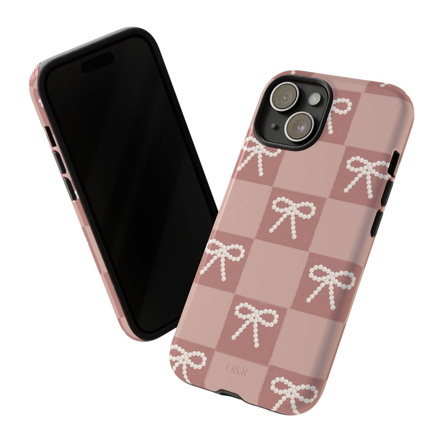 Pink Checkered Bow Tough Case, Phone Case,  Cellphone Cover, Protective Phone Shell, Cute Plaid Design