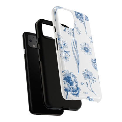 Botanical Blue Floral Phone Case - Elegant Flower Design Tough Cases for All Seasons, Birthday Gift, Stylish Phone Accessories, Nature Lover