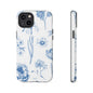 Botanical Blue Floral Phone Case - Elegant Flower Design Tough Cases for All Seasons, Birthday Gift, Stylish Phone Accessories, Nature Lover