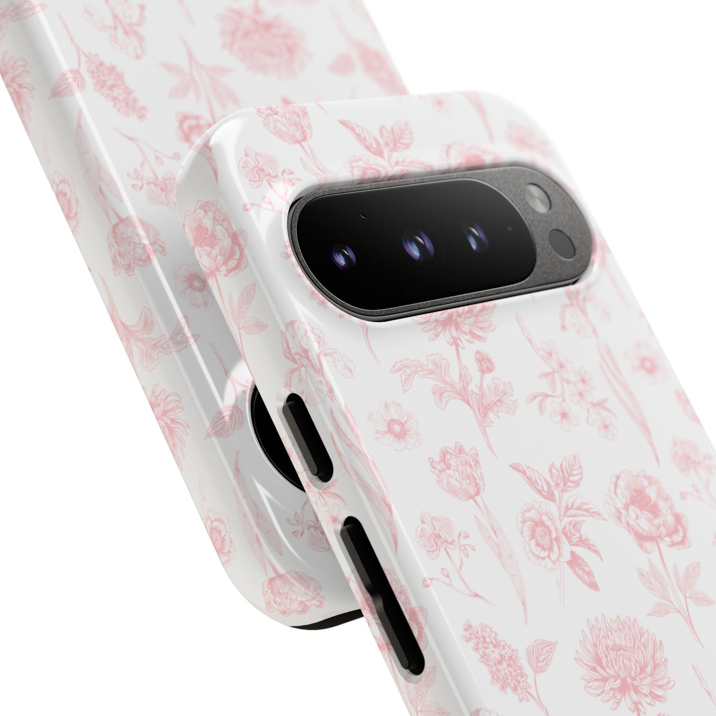 Pink Floral Phone Case - Elegant Protectors for iPhone, Girlfriend Gift, Mother's Day, Trendy Tech Accessories, Flower Pattern Cases